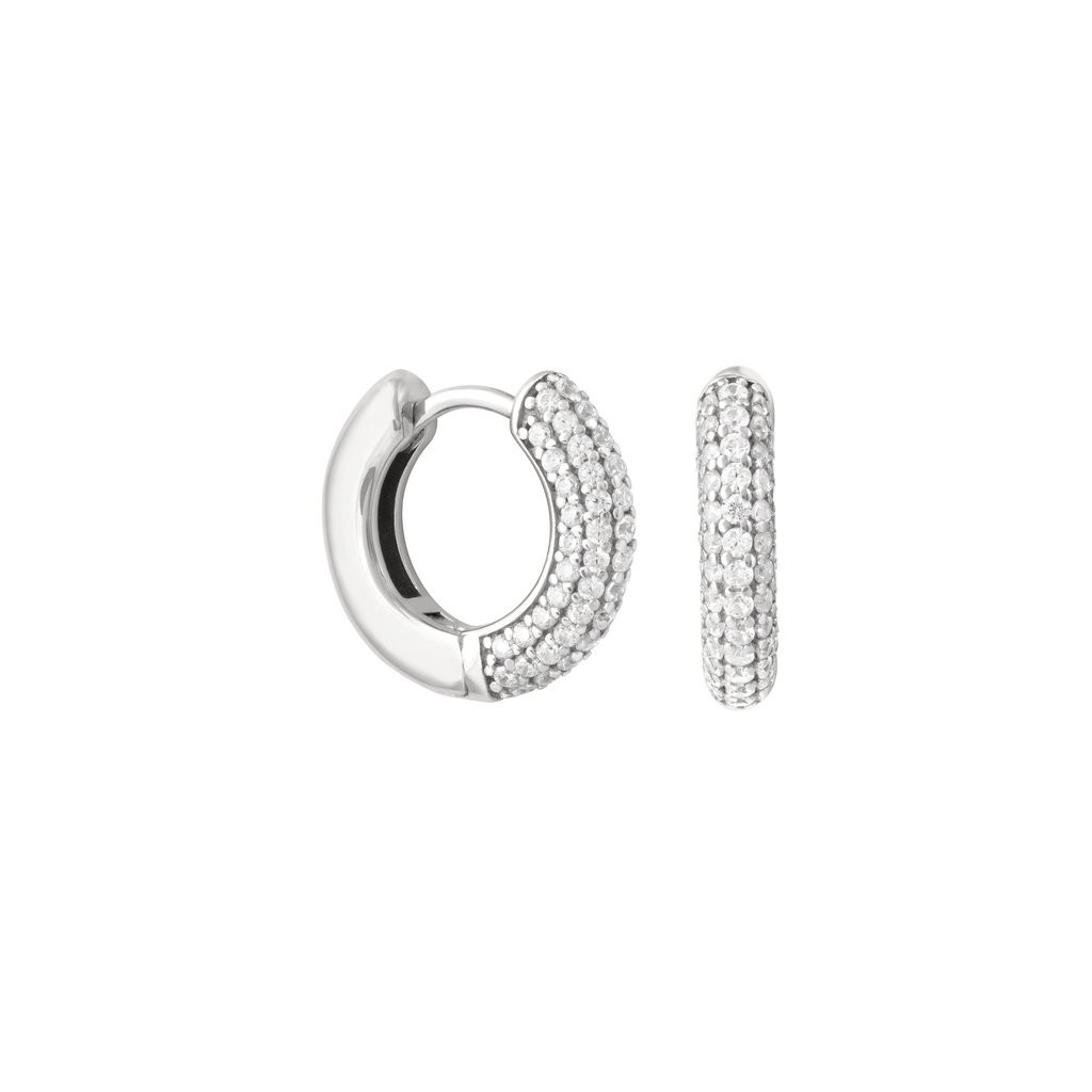 Glimmer Pave Huggies in Silver | Astrid and Miyu