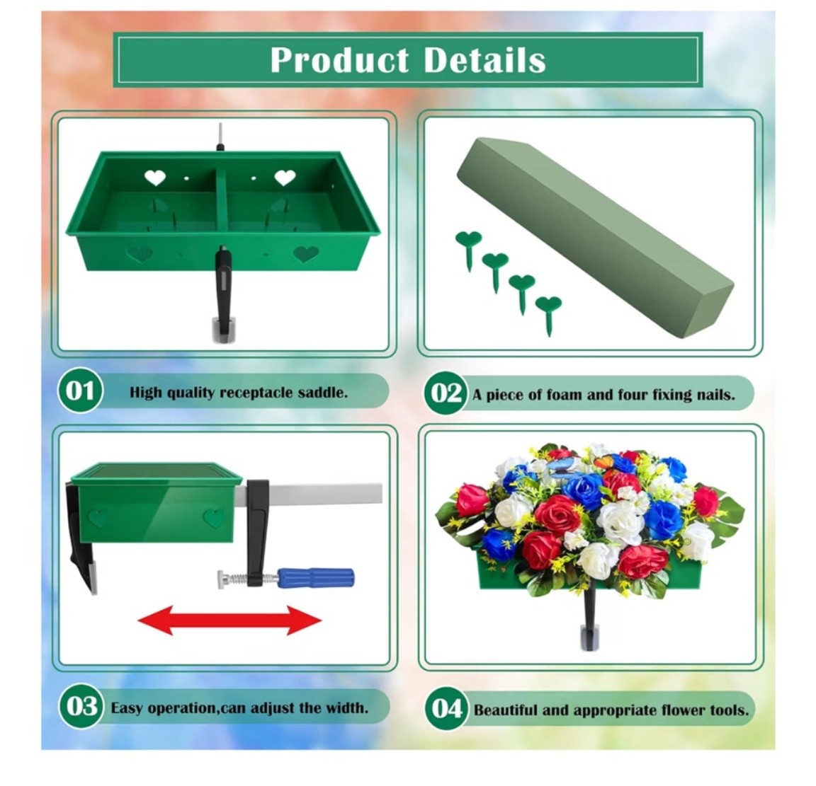 DIY Headstone Flower Saddle - Fit 3"-12" Adjustable Cemetery Tombstone Floral Holder with Foam Cemetery Tombstone Saddles for Graves Blankets for Easter Memorial Day Gravestone Decoratio Arrangements

#LTKdayinmylife #LTKselfcare #LTKSeasonal