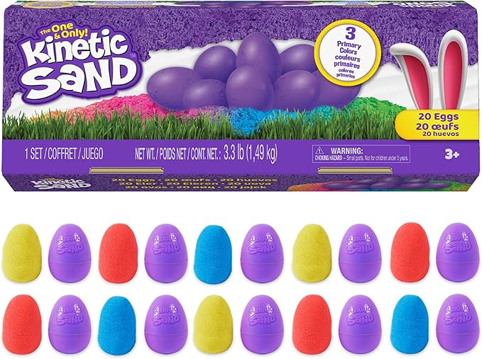 Kinetic Sand, 20-Pack Eggs, Easter Basket Stuffers, Includes 3.3lbs (3 Colors) Moldable Play Sand... | Amazon (US)