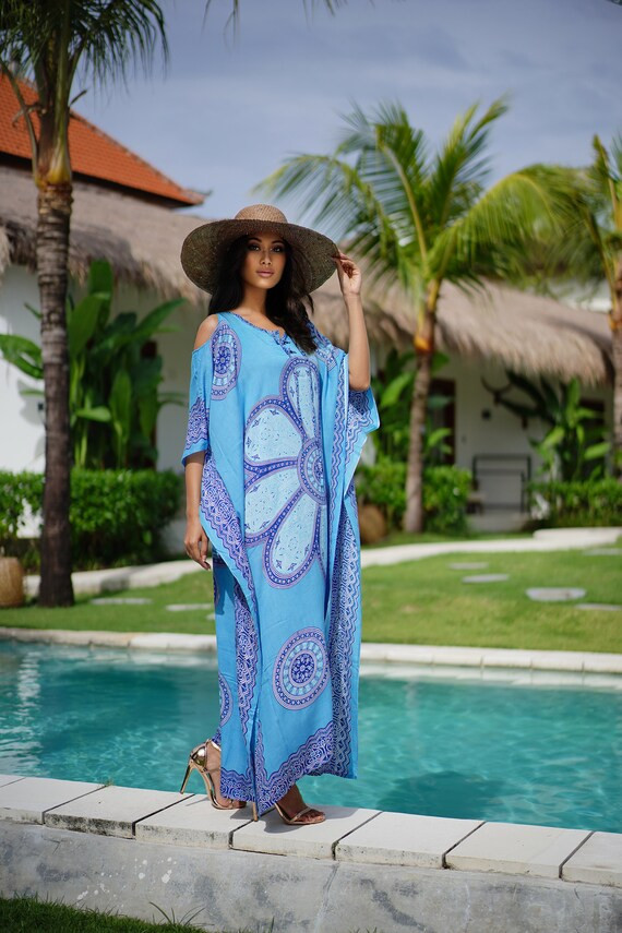 Boho Caftan Kaftan Maxi Dresslace Up Cold Shoulder Batik | Etsy | Etsy (US)