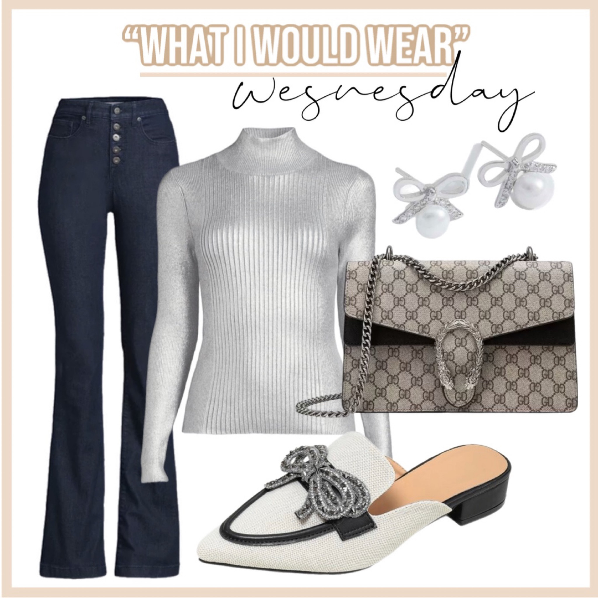 Flare jeans - Walmart jeans - turtleneck - rhinestone mules - SHEIN shoes - silver bow stud earrings 

#LTKFind #LTKunder50 #LTKshoecrush