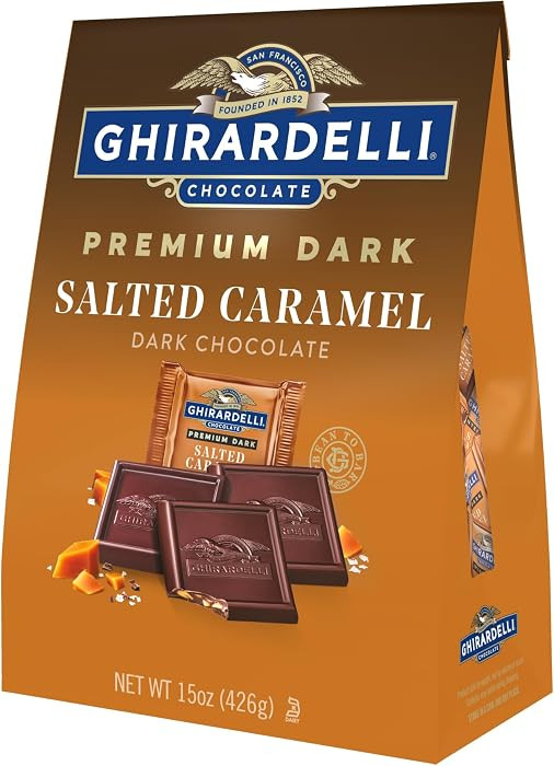 GHIRARDELLI Premium Dark Salted Caramel Dark Chocolate SQUARES, 15 oz Bag Rich Dark Chocolate Can... | Amazon (US)