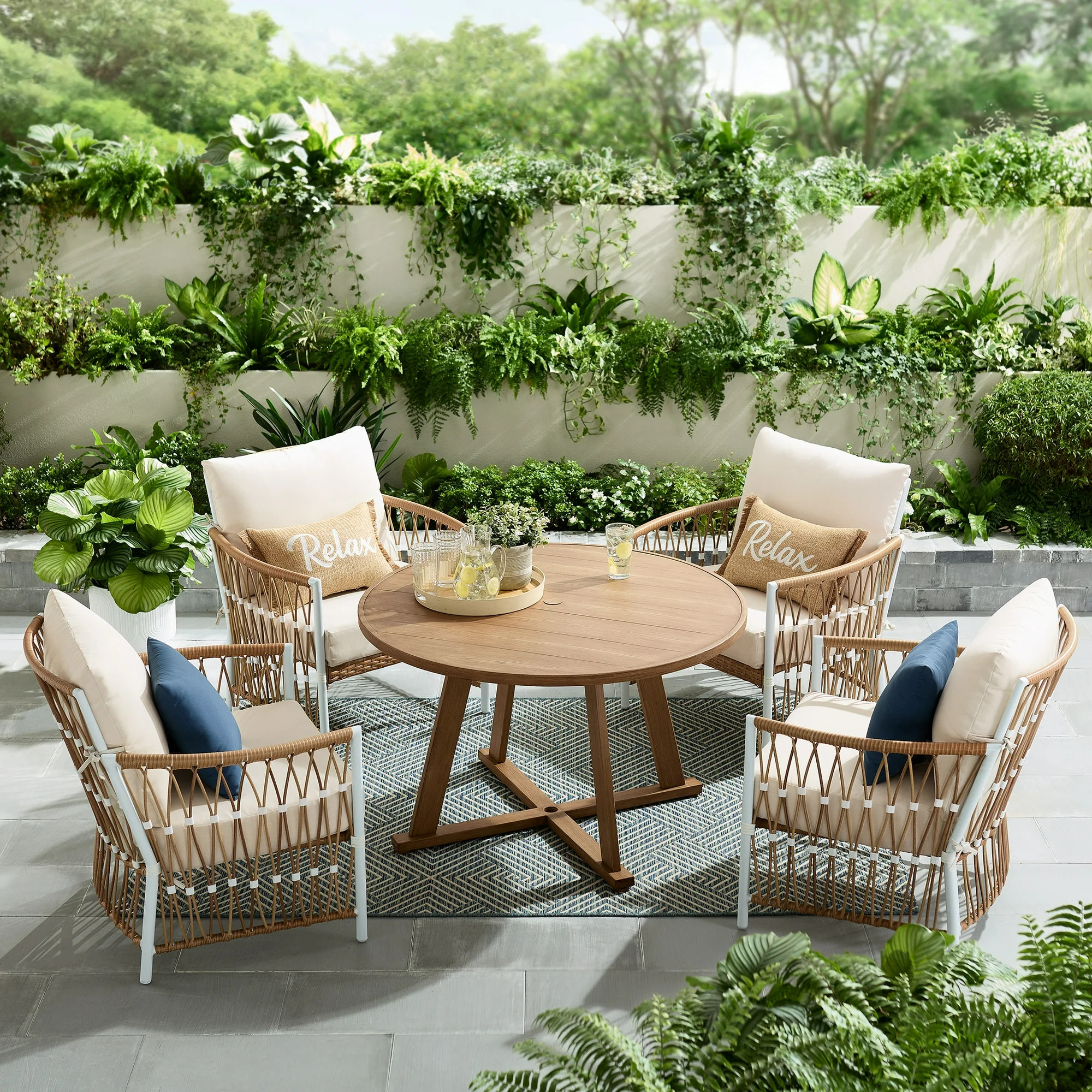 Better Homes & Gardens Lilah 5 Piece Outdoor Dining Set, White - Walmart.com | Walmart (US)