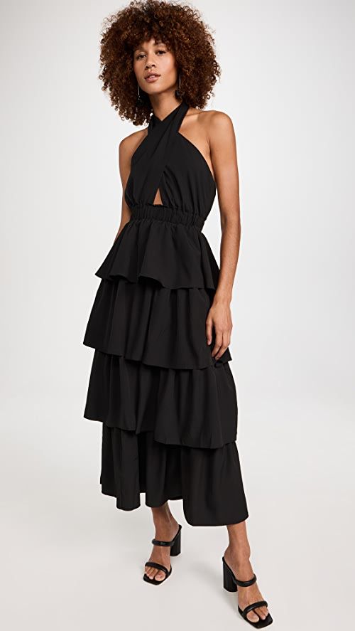 Crossed Halter Neck Tiered Maxi Dress | Shopbop