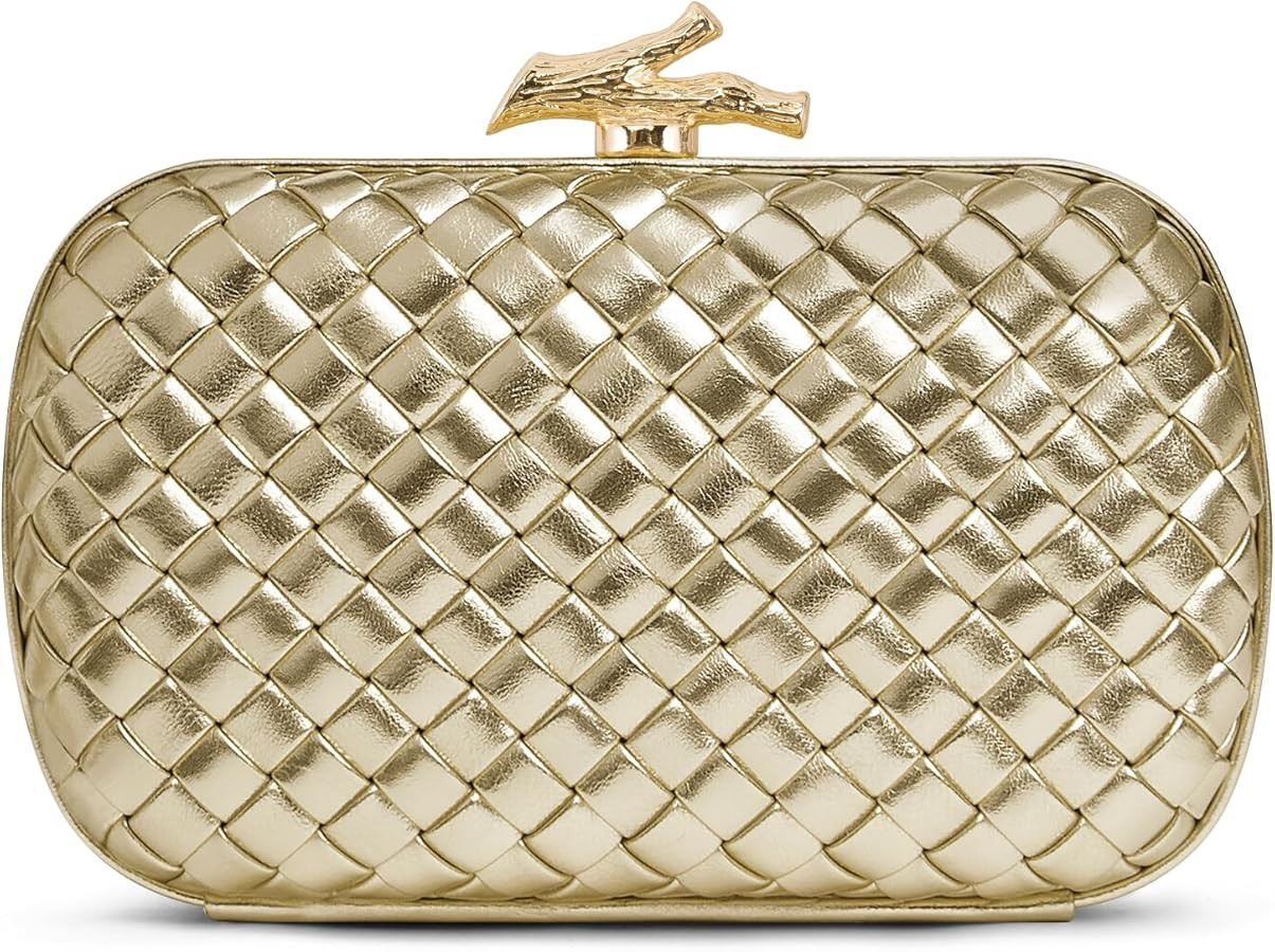 Woven Clutch Purses for Women Dressy, PU Leather Evening Bags Formal with Chain, Trendy Purses an... | Amazon (US)