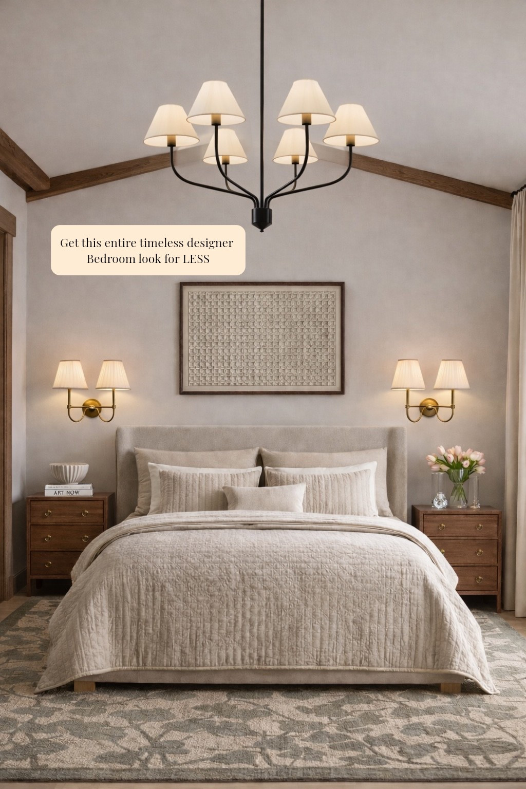 This entire bedroom is designer inspire but all on a budget 