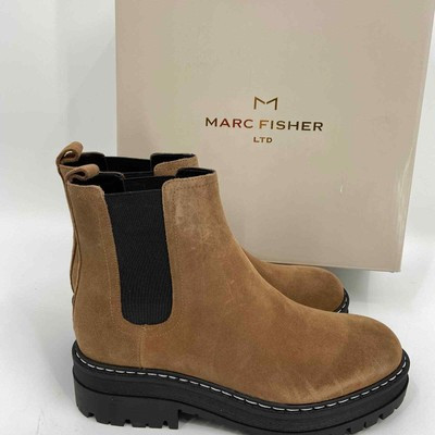 Marc Fisher Padmia Leather Chelsea Boot Lug Sole Suede Light Natural Size 9.5M | eBay US