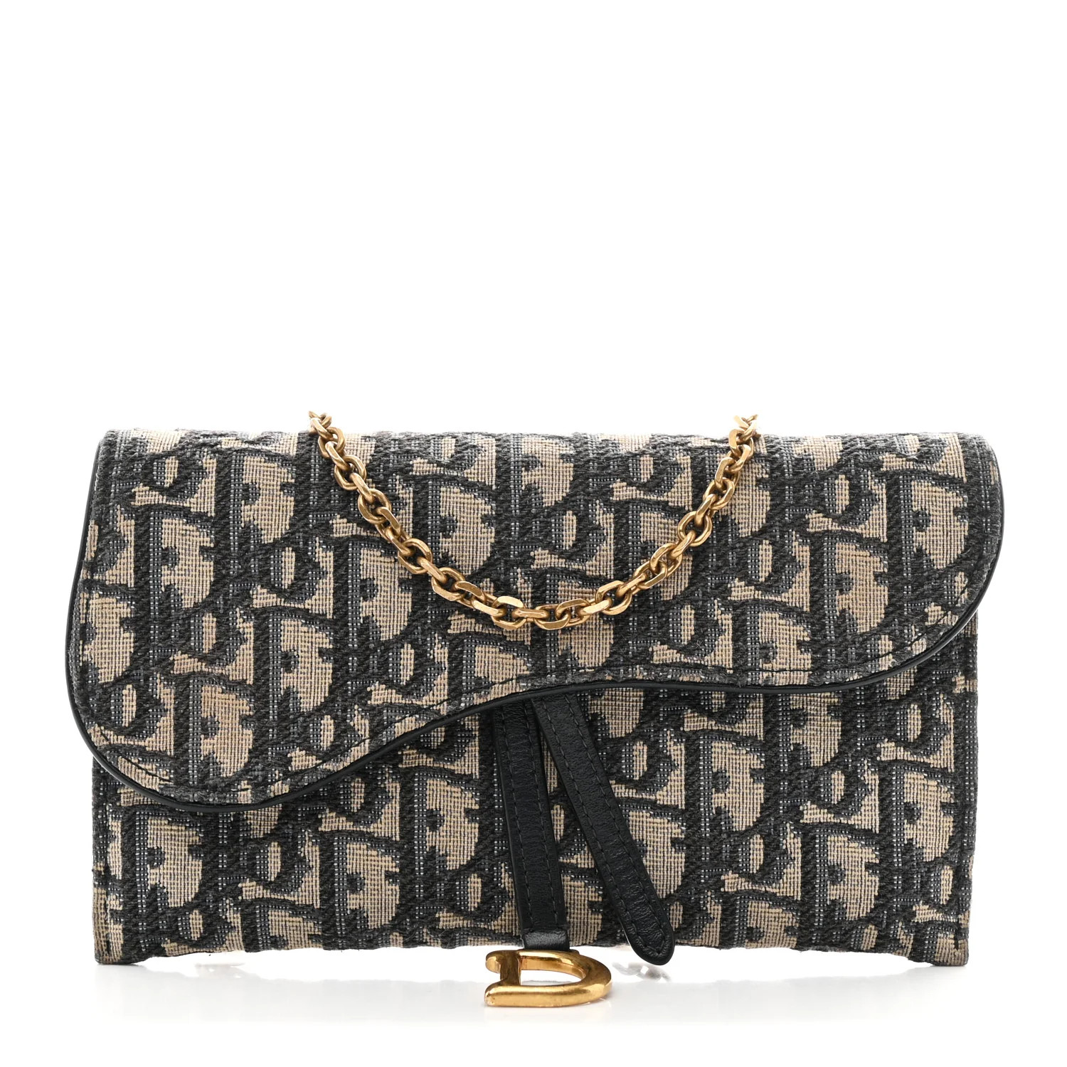 Oblique Saddle Chain Long Wallet Blue | FASHIONPHILE (US)