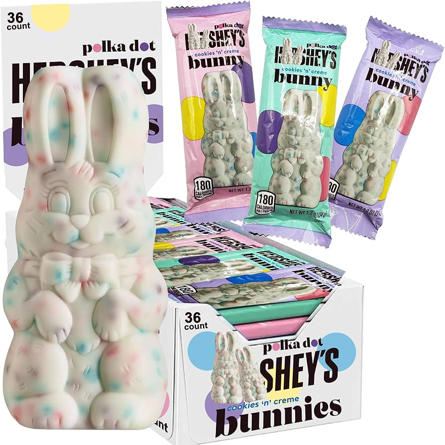 Hershey Bunny Chocolate Bar, Easter Candy Bulk, Cookies and Creme Polka Dot Bunny, 1.2 Ounce, Pac... | Amazon (US)