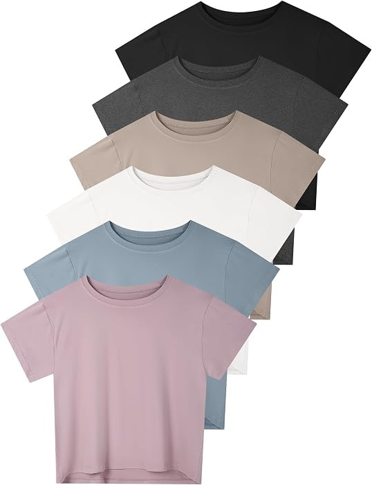 Dalavch 4/6 Pack Women's Crop Top Short Sleeve Athletic Workout Loose Fit | Amazon (US)