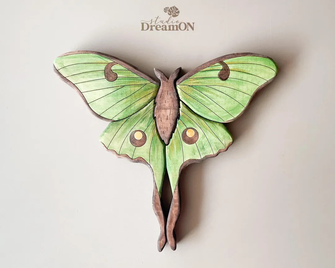 Luna Moth Wood Wall Art - Cottagecore Decor for Wall - Boho Butterfly Nursery Wall Hanging - Etsy | Etsy (Global)