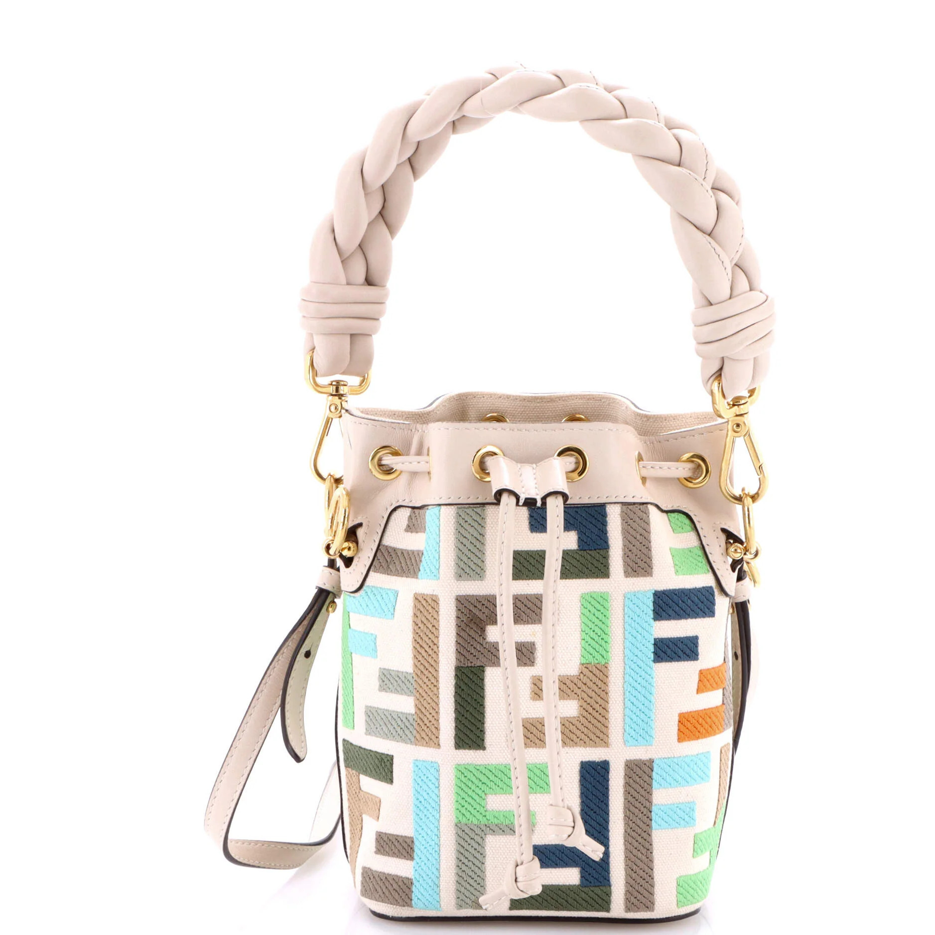 Pre-Loved Fendi Woven Handle Mon Tresor Bucket Bag Zucca Embroidered Canvas Mini | Zulily
