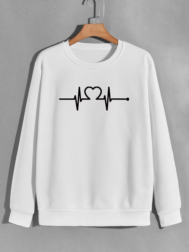 Men Heart Print Thermal Pullover | SHEIN