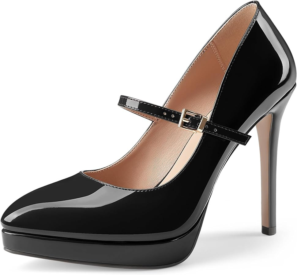 Oh Mispares Women’s Stiletto High Heels Thin Platform Styling Pointed Toe Mary Jane Style Summe... | Amazon (US)