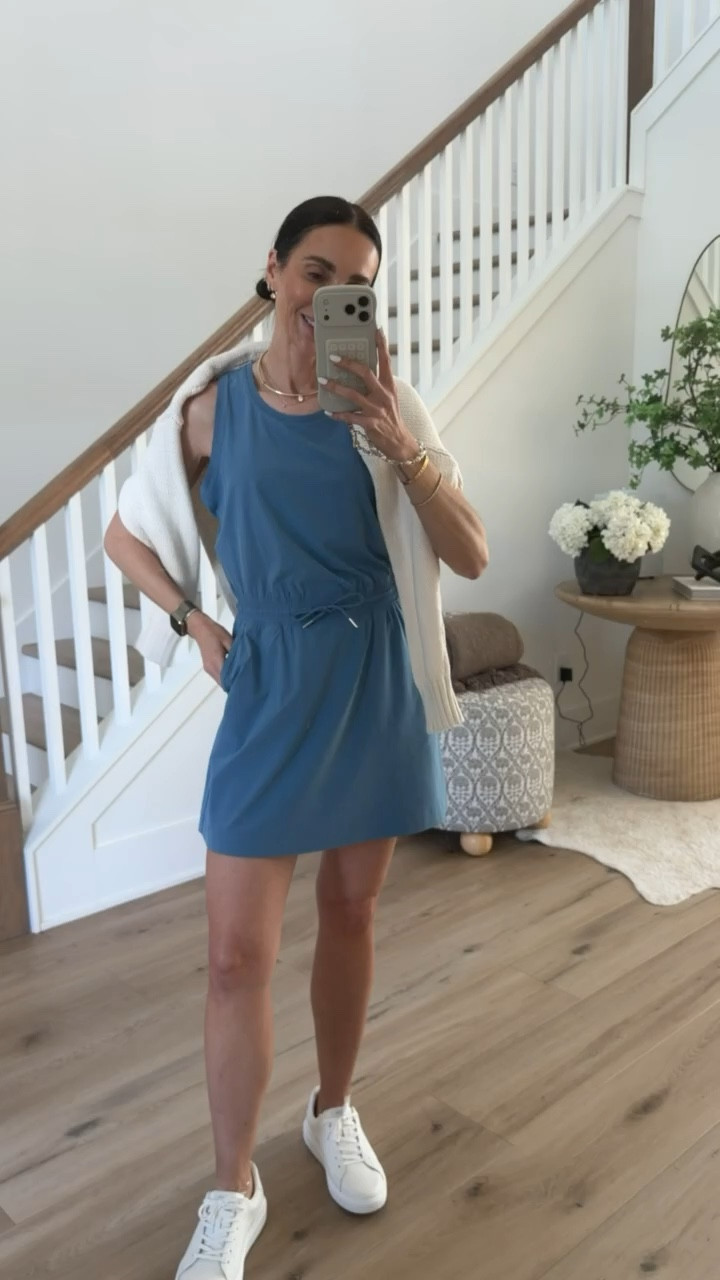 Athleisure dress from Target, Vuori or Lulu vibes for less, I'm wearing size XS.
Sneakers discount code BRSTYLE15

blue dress, lifestyle dress, casual outfit, spring outfits 2026, sporty chic, everyday look, annabrstyle

#LTKootd #LTKActive #LTKOver40