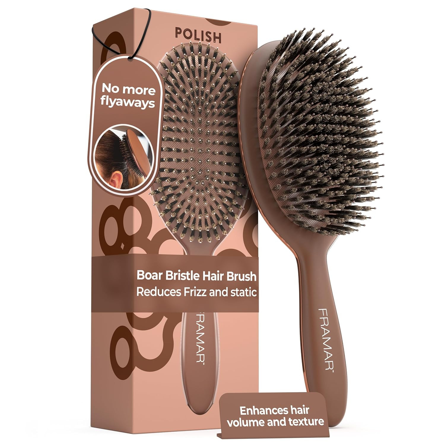 FRAMAR Soft Boar Bristle Hair Brush For Women, Boars Hair Brush For Women | Amazon (US)