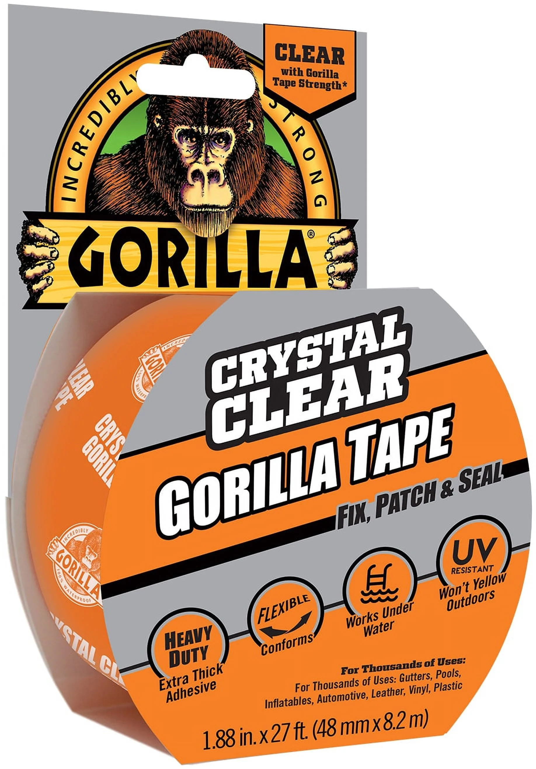 Gorilla Crystal Clear Tape, 1.88 inch x 27 ft Roll | Walmart (US)