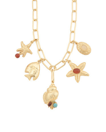 Made In Usa 24k Gold Plated Sealife Charms Necklace | TJ Maxx