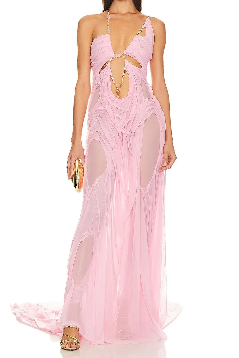 Solid Cut-Out Halter Neck Maxi Dress | Shop.app