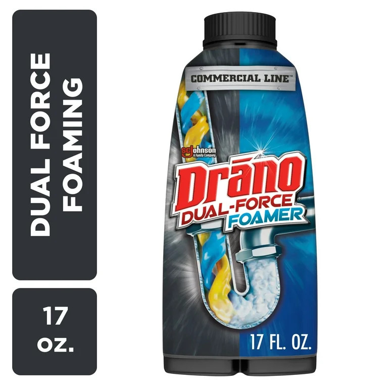 Drano Dual-Force Foamer, Hair and Drain Clog Remover, Commercial Line, 17 fl oz | Walmart (US)