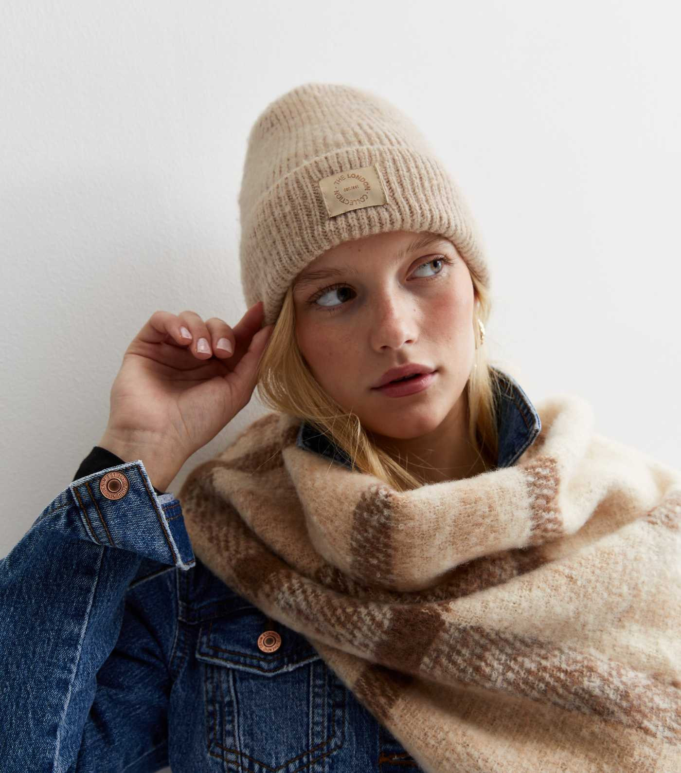 Stone Ribbed Knit Tab Front Beanie
						
						Add to Saved Items
						Remove from Saved Items | New Look (UK)