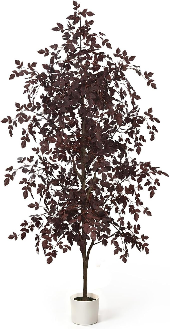Artificial Maple Tree 6FT, Faux Fall Tree with White Planter | Amazon (US)