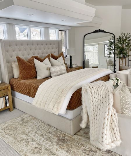 HOME \ cozy winter bedroom with some
Many Amazon and Walmart finds!

Bed
Bedding
Decor
Rug
Mirror 
Pillows 

#LTKhome #LTKSeasonal #LTKfindsunder50