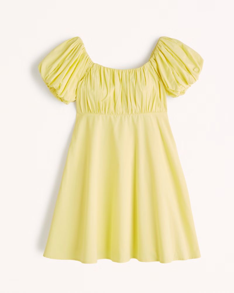 Poplin Puff Sleeve Mini Dress | Abercrombie & Fitch (US)