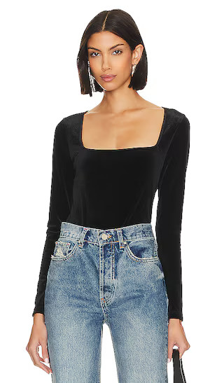 Kinley Square Neck Top in Black | Revolve Clothing (Global)