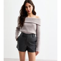 Women's Black Leather Look Tailored Shorts New Look | New Look (UK)