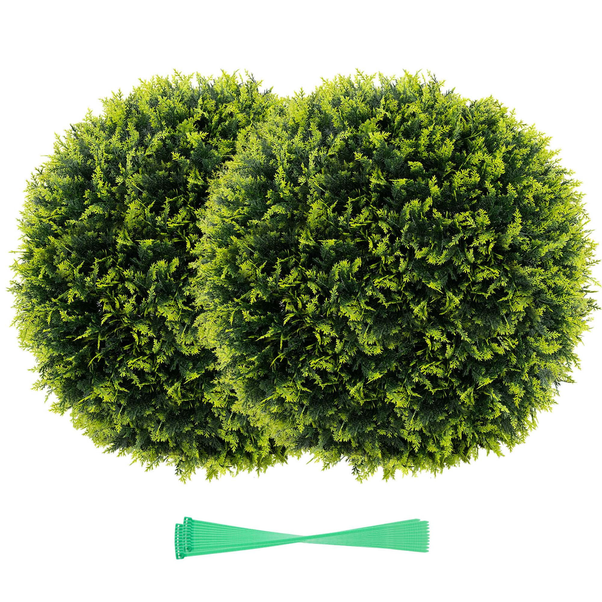 Costway 2 PCS 20" Artificial Cedar Topiary Balls Sun-protective Round Greenery Bushes | Walmart (US)