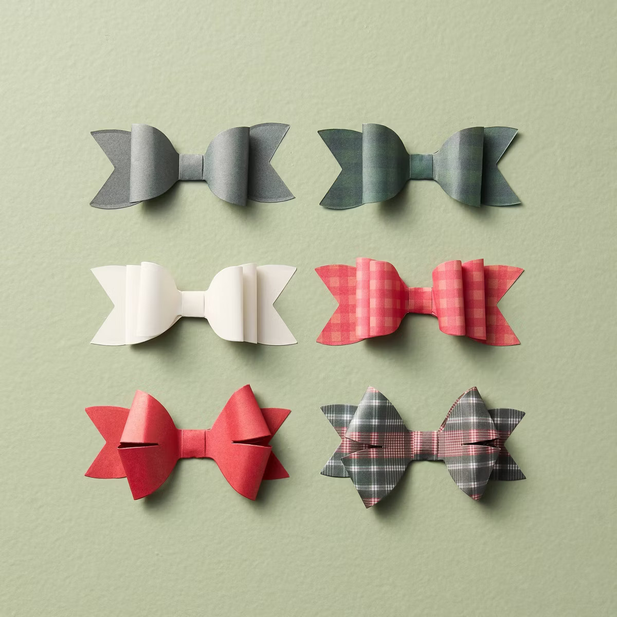 12pc Paper Bow Gift Toppers Reds/Greens/Plaid - Hearth & Hand™ with Magnolia | Target