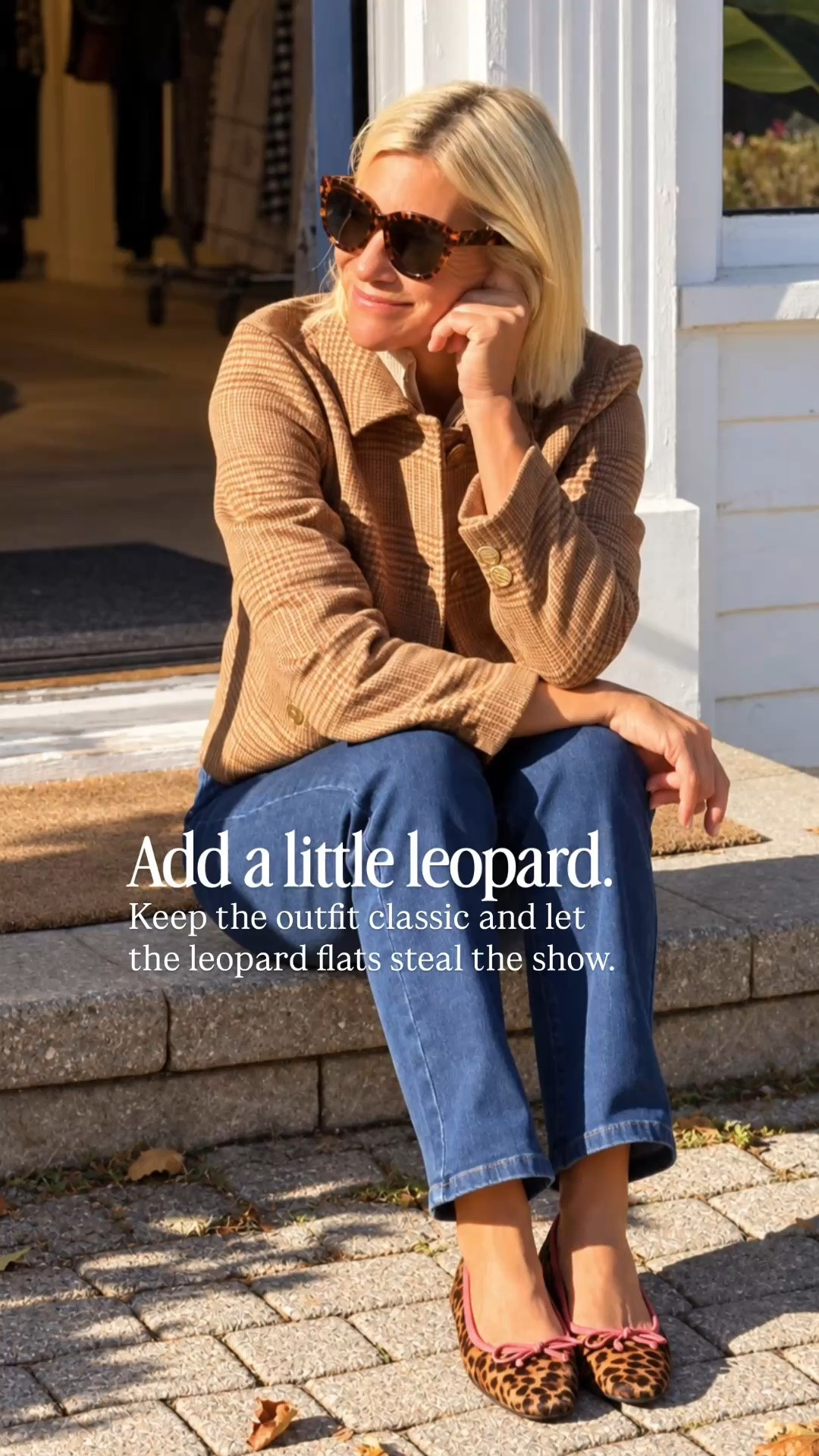 Fall outfit, but make it fun! A classic camel jacket and dark denim get an instant update with leopard-print flats and oversized sunnies. Such an easy combination for lunch, shopping, or a casual day out.

👩‍💻 LTK PRO TIPS
❤️ Heart = Support my posts ;-)
🔖 Save = Get sale & restock alerts for the things you love!
📋 Lists = Keep Favorites organized (List ideas: Christmas, Birthdays, and Vacations!)
📲 Share = Send lists and products to a friend (or your daughters like me).
💬 Comment = Ask me anything, and I’ll answer. ;-)

#LTKootd #LTKSeasonal #LTKOver40