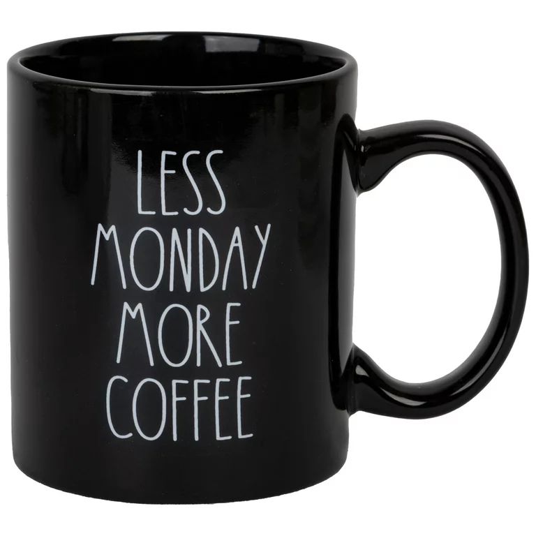 Mainstays 14 fl oz. Stoneware Sentiment Black Mug "Less Monday More Coffee" | Walmart (US)