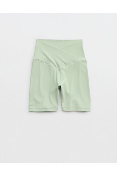 OFFLINE By Aerie Real Me Crossover High Waisted 5" Bike Short Women's Aloe L | Aerie