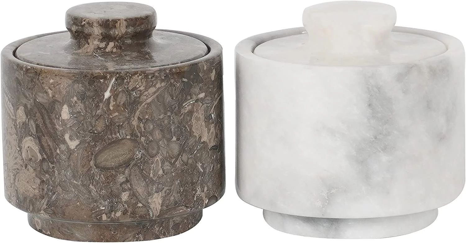 Stylish marble sugar dispenser White and Grey Oceanic 3.5 oz salt cellar, salt container and marb... | Walmart (US)