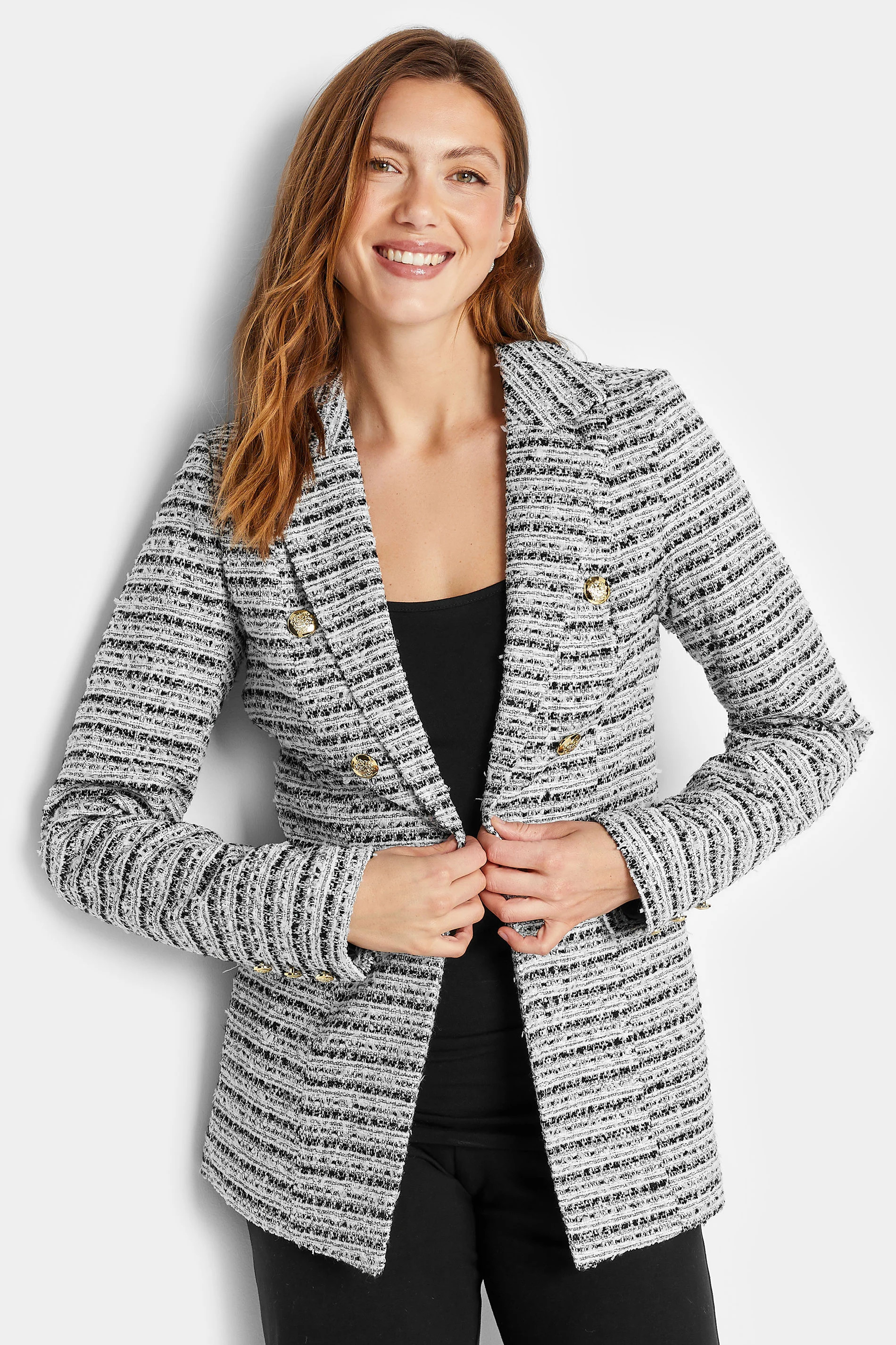 LTS Tall Black & White Boucle Blazer | Long Tall Sally