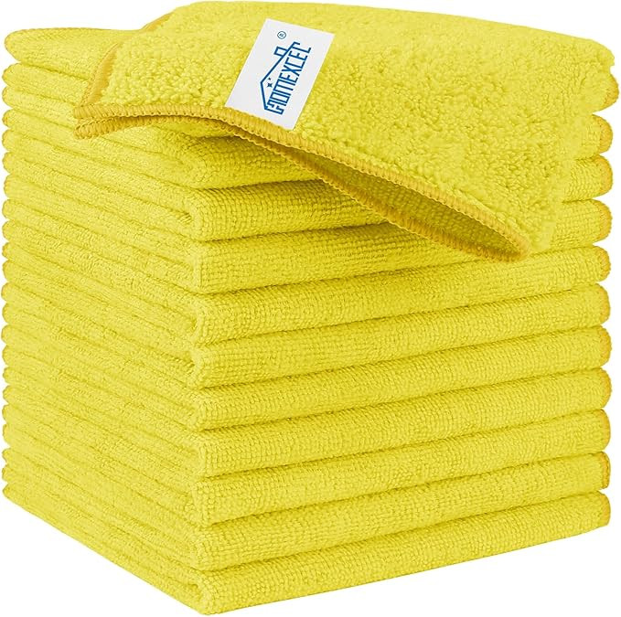 HOMEXCEL Yellow Microfiber Cleaning Cloth, 12 Pack Premium Microfiber Towels for Cars, Lint Free,... | Amazon (US)