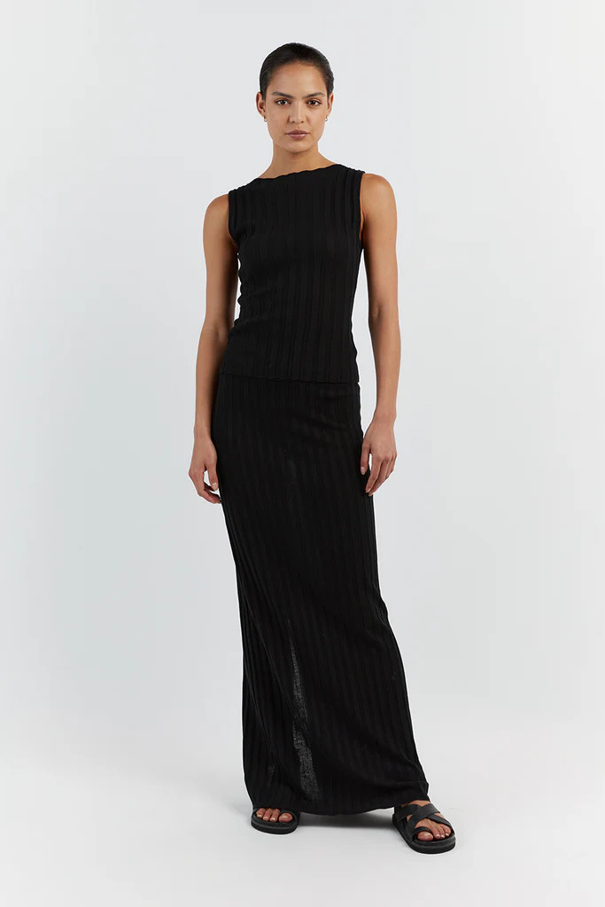 GOLDIE BLACK MIDI SKIRT | DISSH