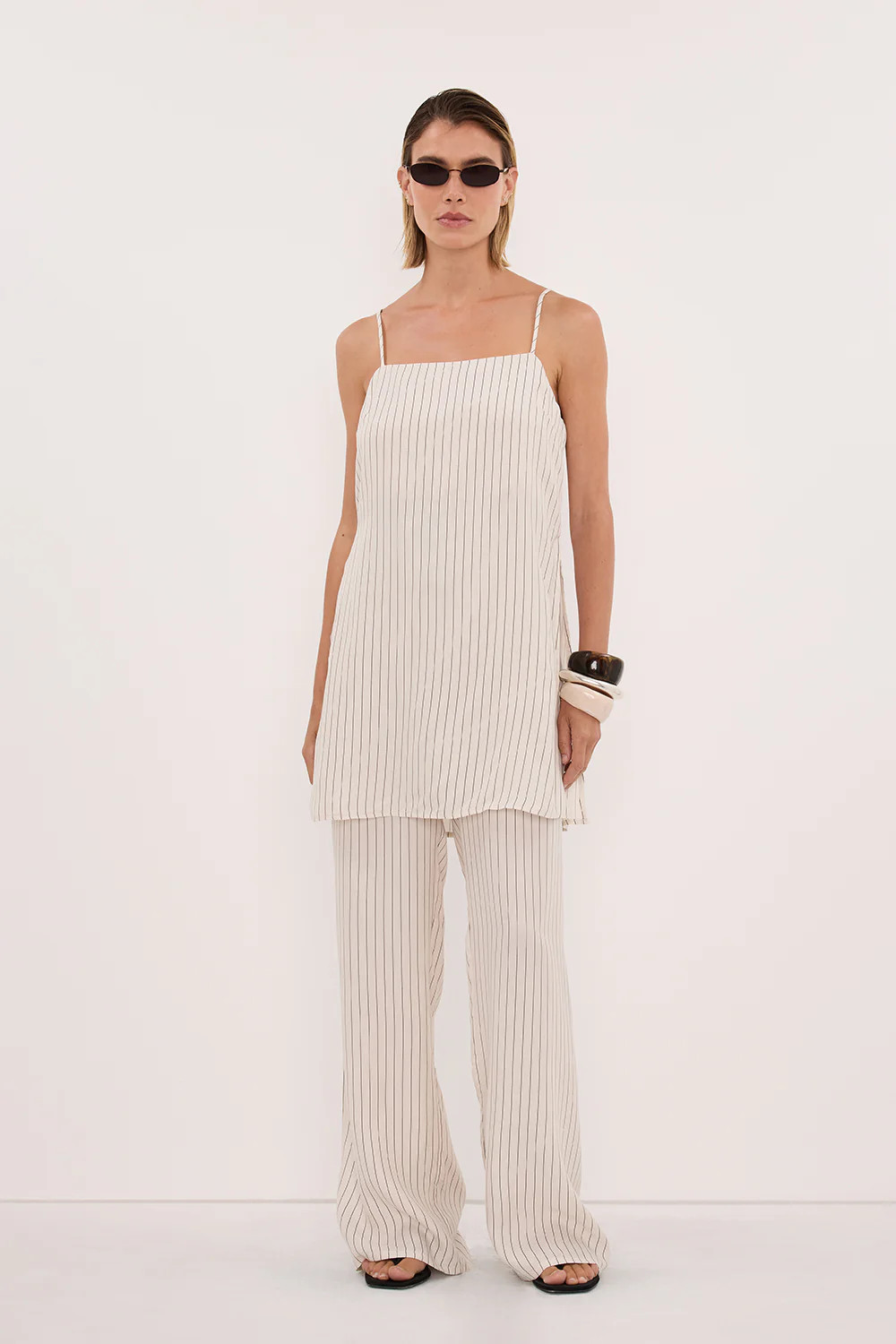 AMARA CREAM STRIPE CUPRO PANT | DISSH