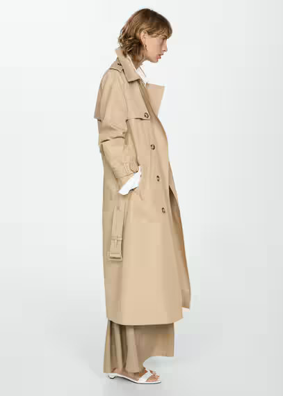 Double-breasted cotton trench coat medium brown - Woman - S - MANGO | MANGO (UK)