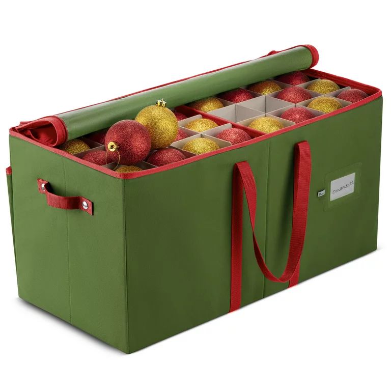 Large Christmas Ornament Storage Box with Dual Zipper Closure - Box Contributes Slots for 128 Hol... | Walmart (US)