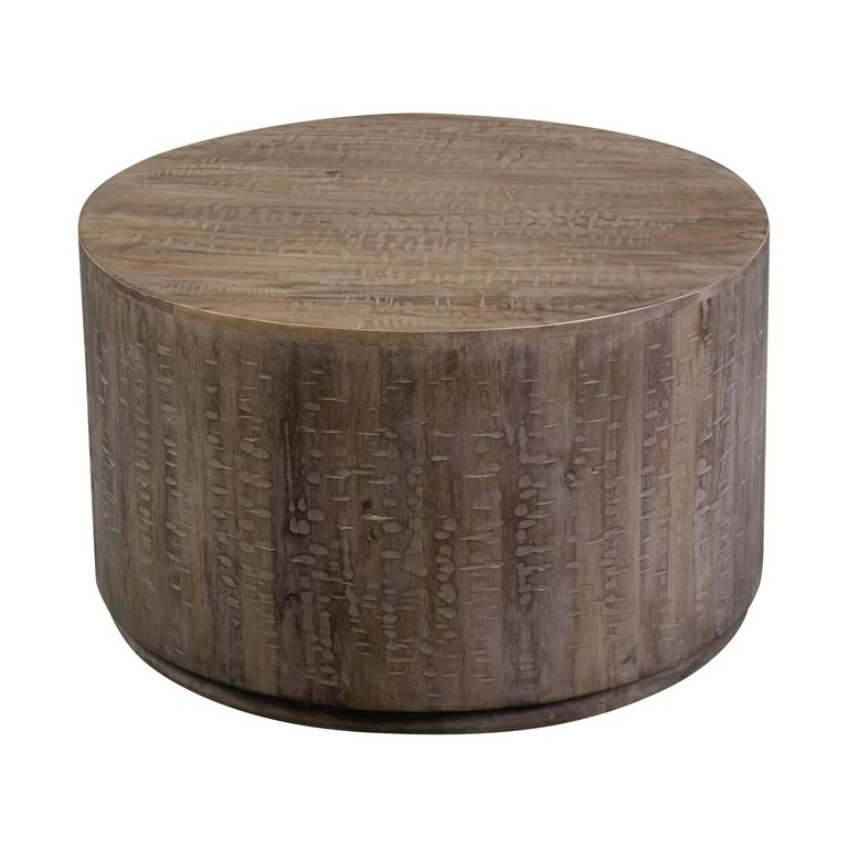Drum Mango Wood Round Coffee Table - Gray Wash. | Walmart (US)