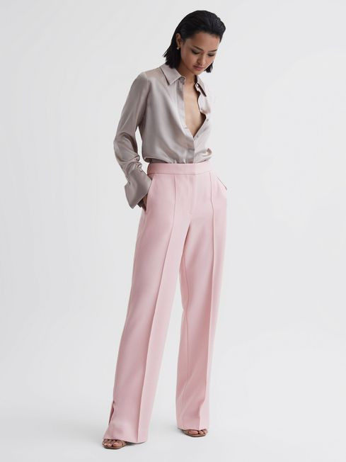 Wide Leg Split Hem Trousers | Reiss US
