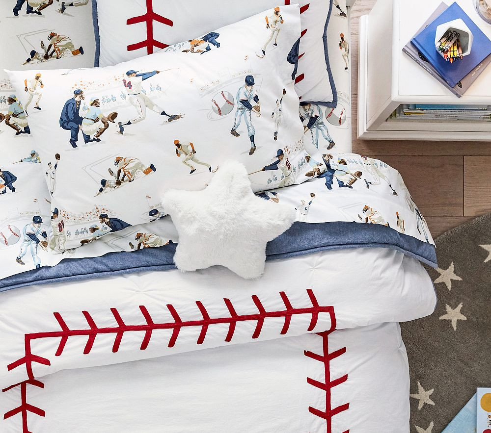 Vintage Baseball Organic Sheet Set &amp; Pillowcases | Pottery Barn Kids
