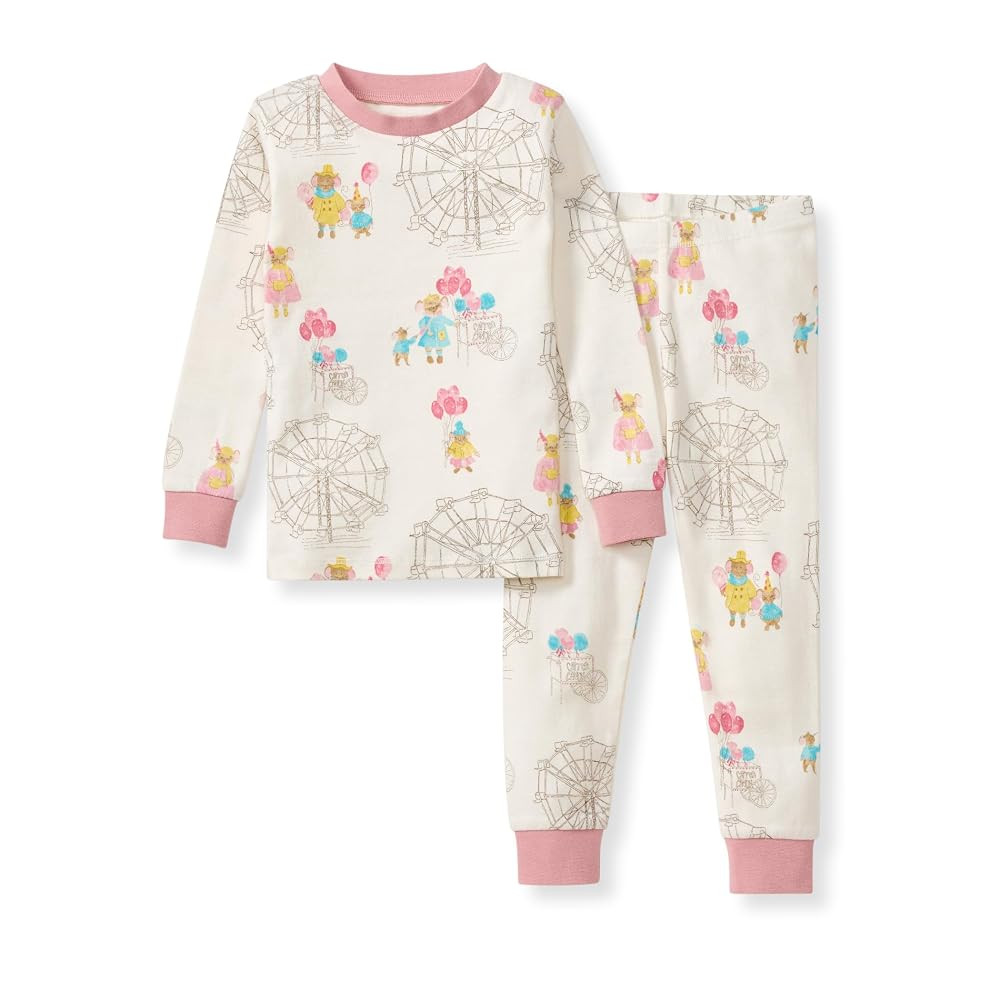 Burt's Bees Baby Girls' 2-Piece Long Sleeve Tee and Pants Organic Cotton Pajama Set | Amazon (US)