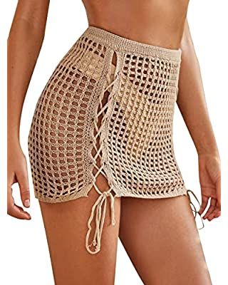 MakeMeChic Women's Crochet Cover Up Skirt Tassel Knit Mini Beach Cover Up Black S at Amazon Women... | Amazon (US)