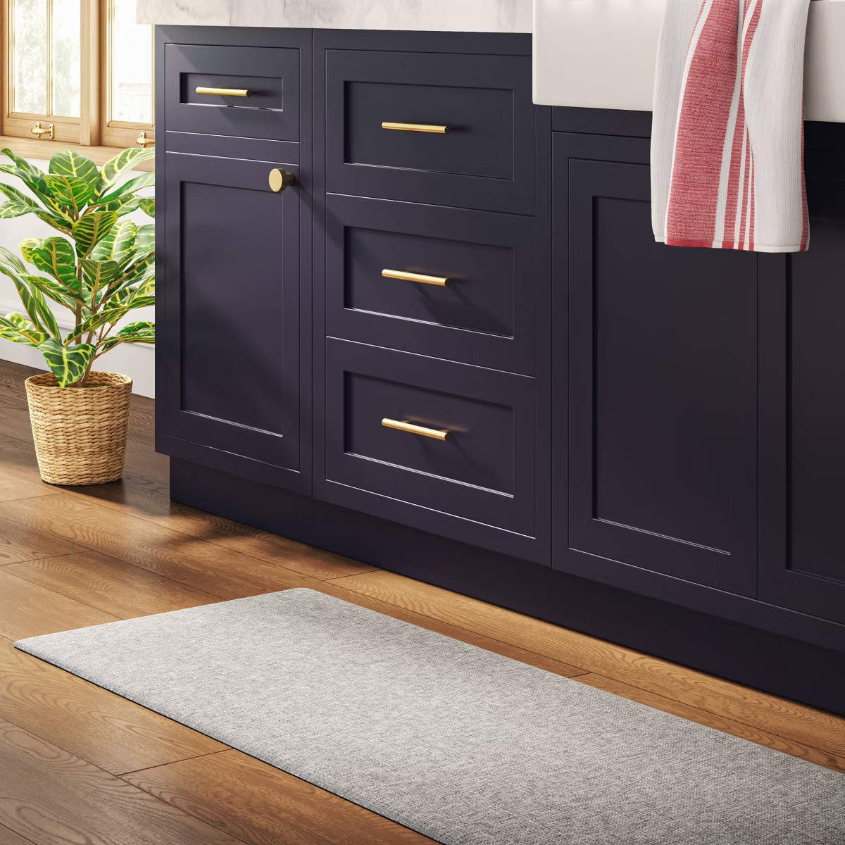 1'8"x5' Rectangle Indoor Floor Mat Gray - Threshold™: Basket Weave, Kitchen Floor Mat, PVC Back... | Target