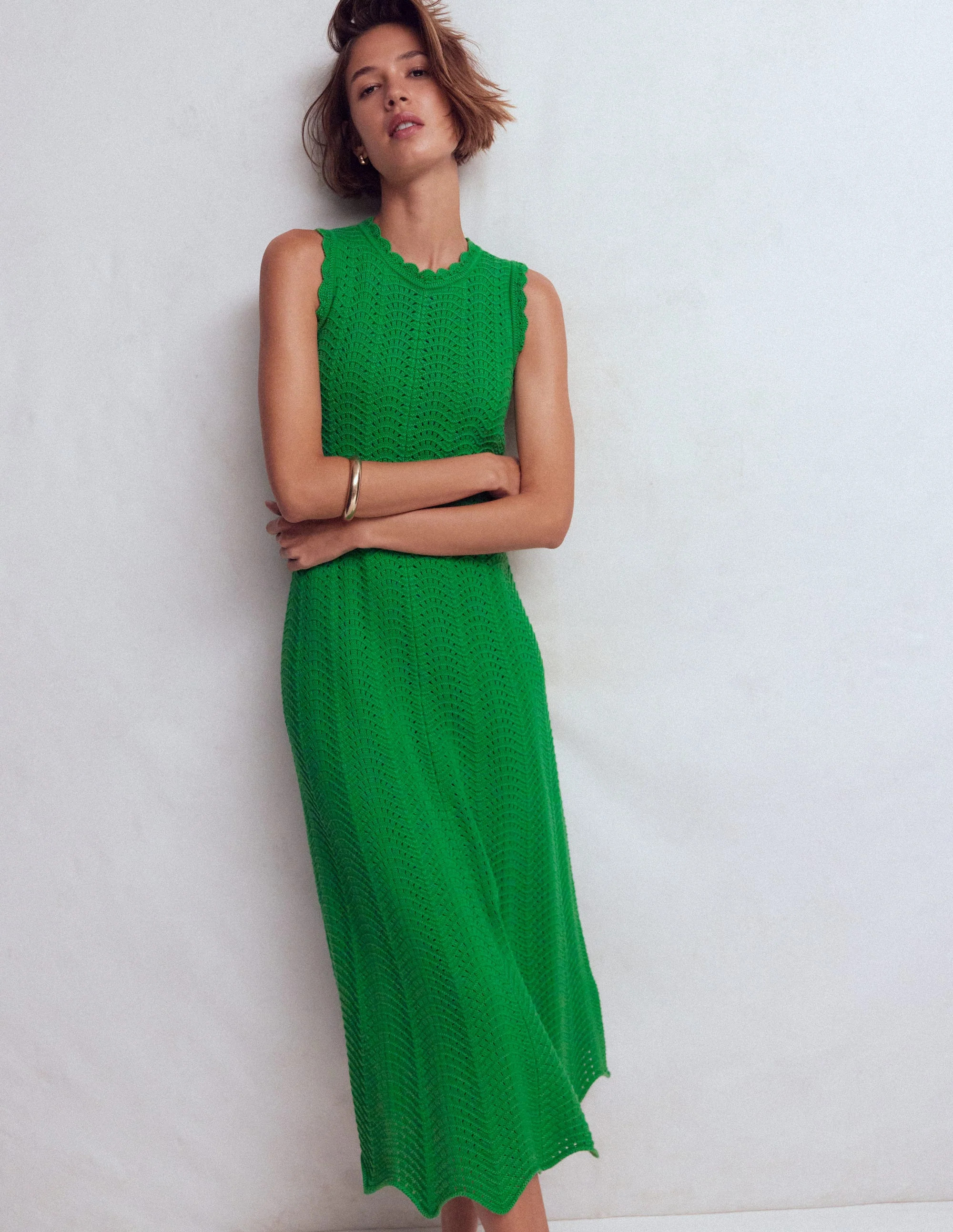 Eve Jersey Midi Dress-Olive, Painted Dot Spaced | Boden UK