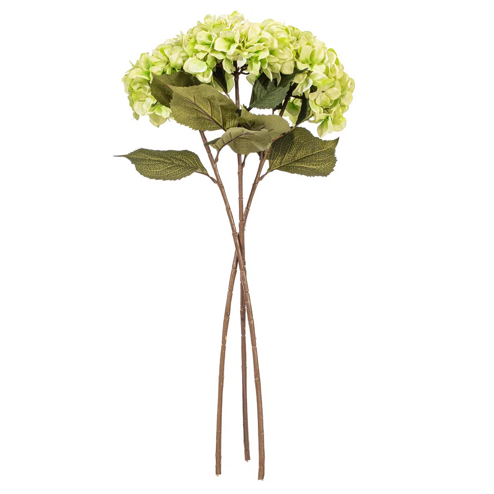 Hydrangea Stem with 9" Flower Head, 3/Bag. This artificial hydrangea stem features vibrant petals with realistic details. It measures 32.5 inches from | Wayfair North America